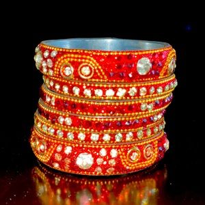 Maroon Fancy Bridal Bangle Sets Set Of 2